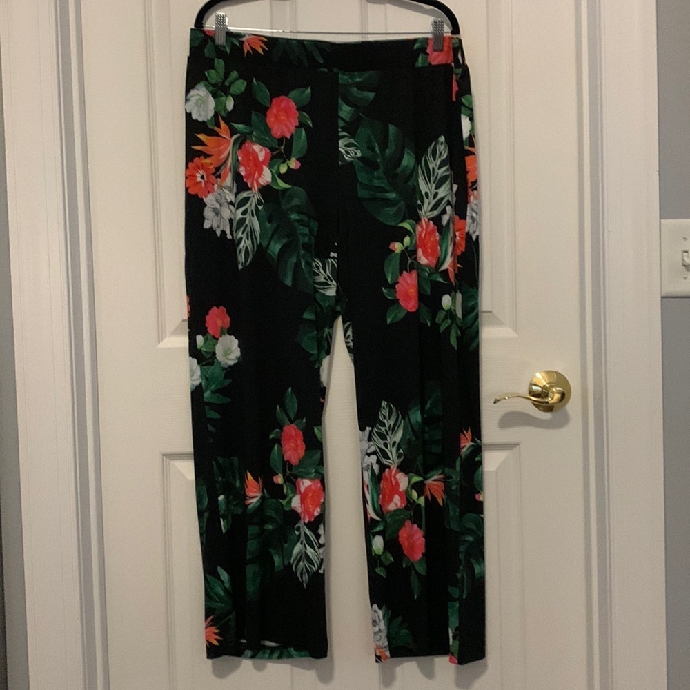 Vince‎ Camuto tropical floral wide leg stretch pants size XL